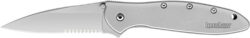 Kershaw 1660ST Leek  3" Folding Drop Point Part Serrated Bead Blasted 14C28N Steel Blade Bead Blasted 410 Stainless Steel Handle Includes Pocket Clip