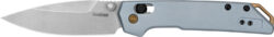 Kershaw 2051 Iridium  EDC Mini 3" Folding Spear Point Plain Stonewashed D2 Steel Blade, Ice Blue Aluminum Handle